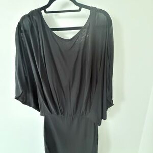 Haute Hippie Black Draped Midi Dress